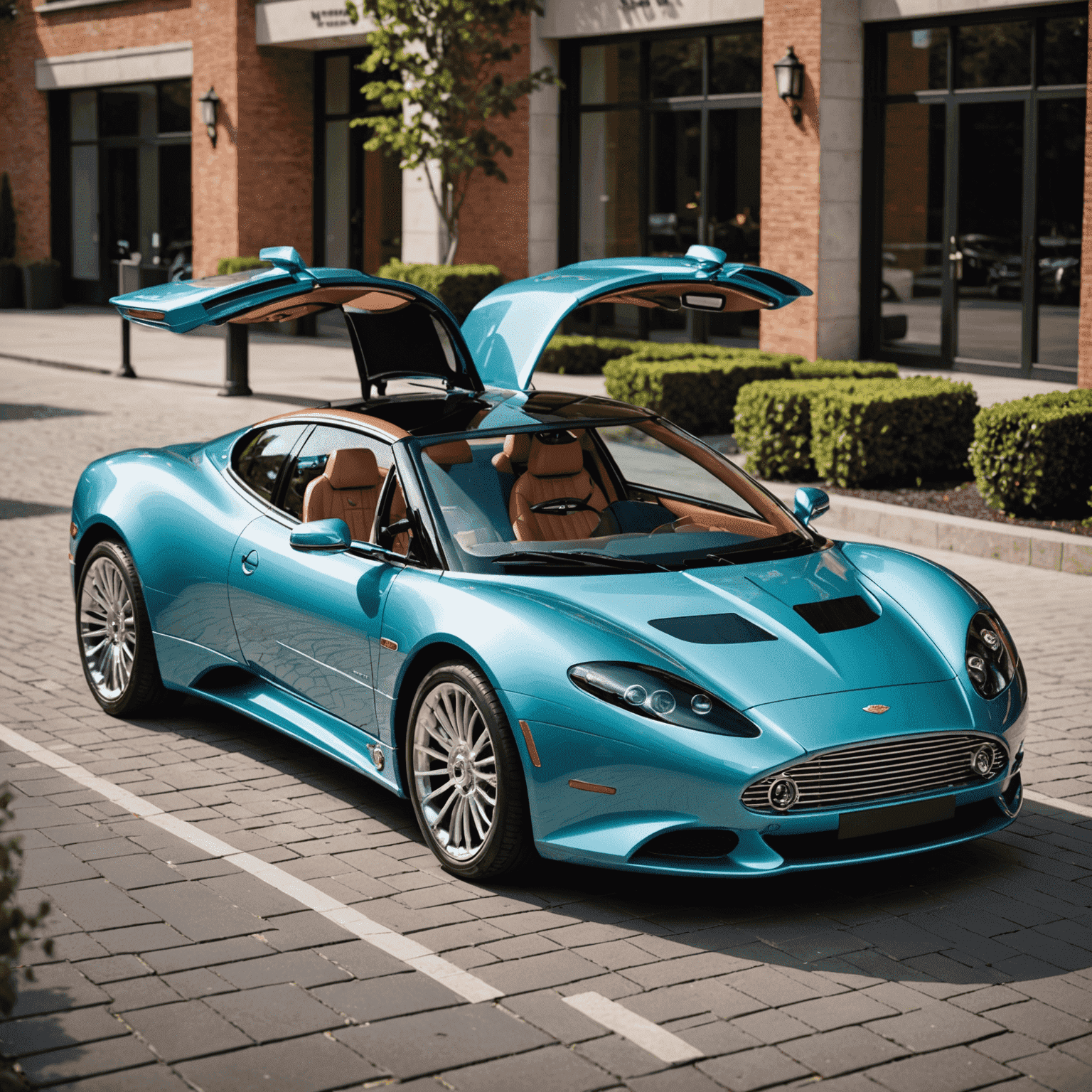 Een geëlektrificeerde klassieke Spyker met zonnepanelen geïntegreerd in het dak, geparkeerd naast een moderne laadpaal